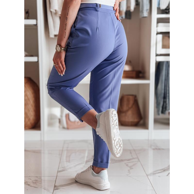 Elegantní dámské kalhoty plisované s páskem PLISSO modré