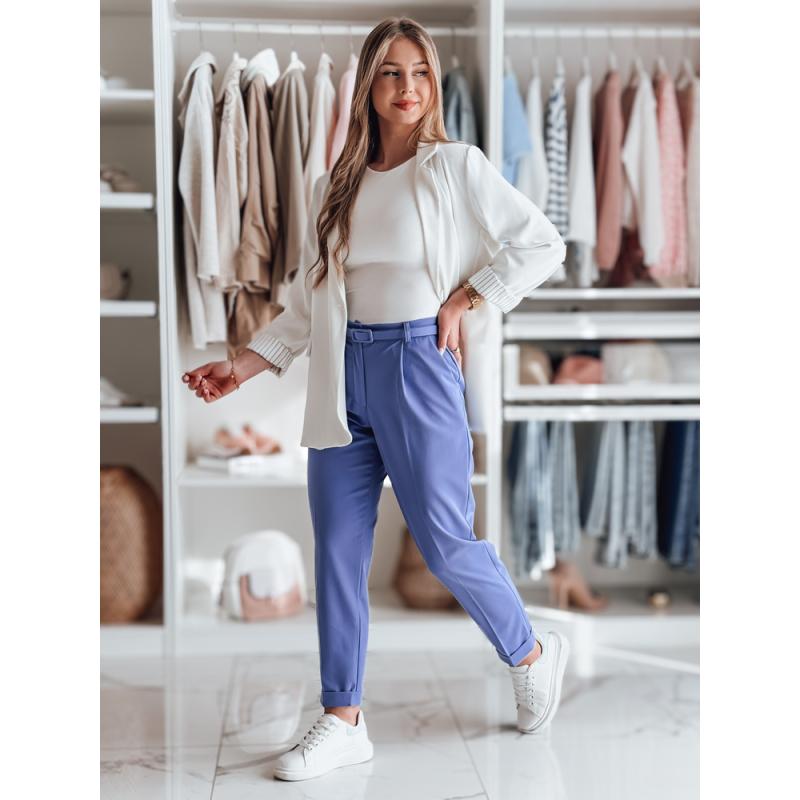 Elegantní dámské kalhoty plisované s páskem PLISSO modré