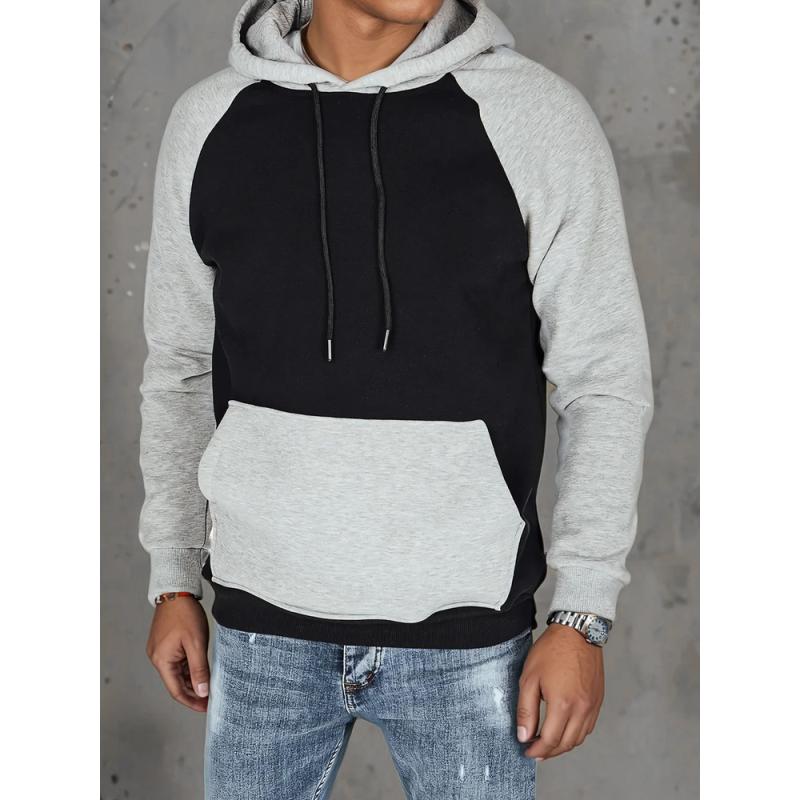 Férfi alap pulóver kapucnival, fekete