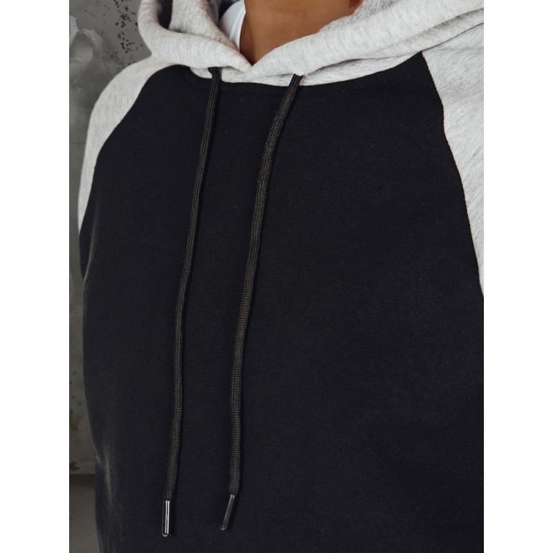 Férfi alap pulóver kapucnival, fekete