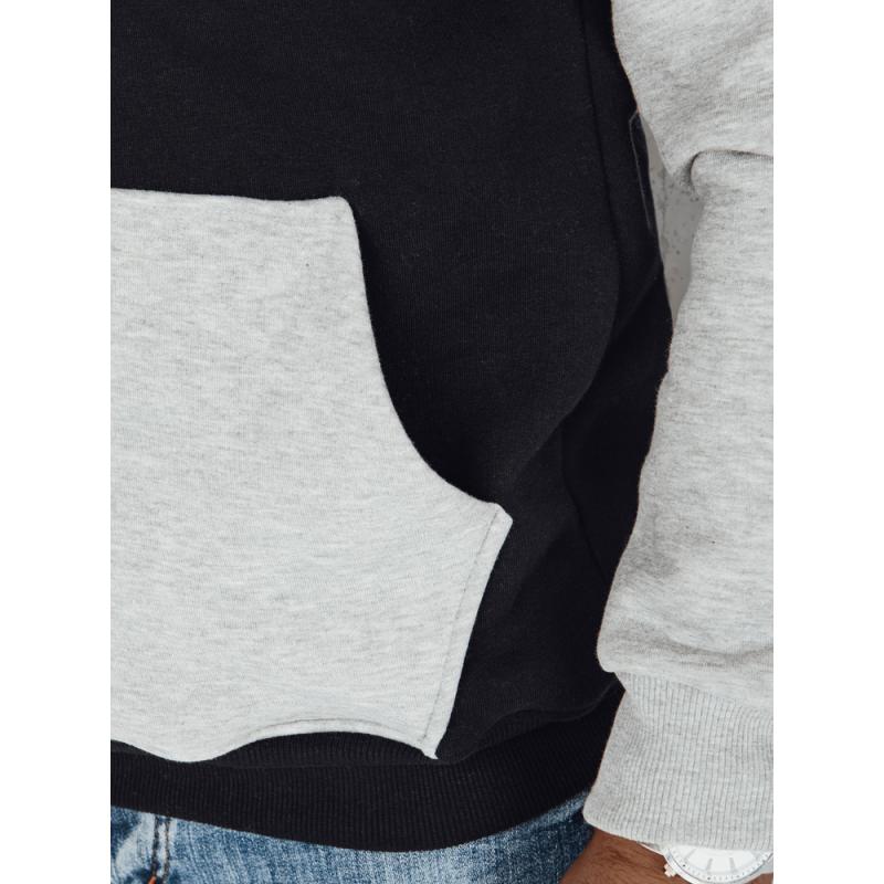 Férfi alap pulóver kapucnival, fekete