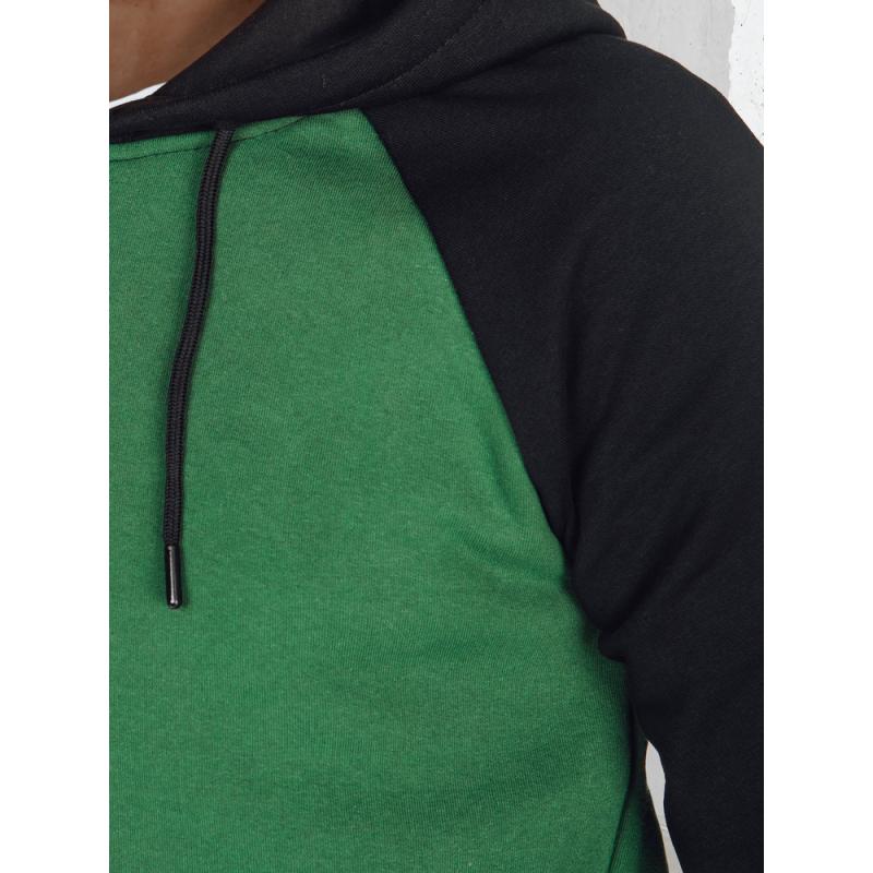 Férfi alap pulóver kapucnival, zöld