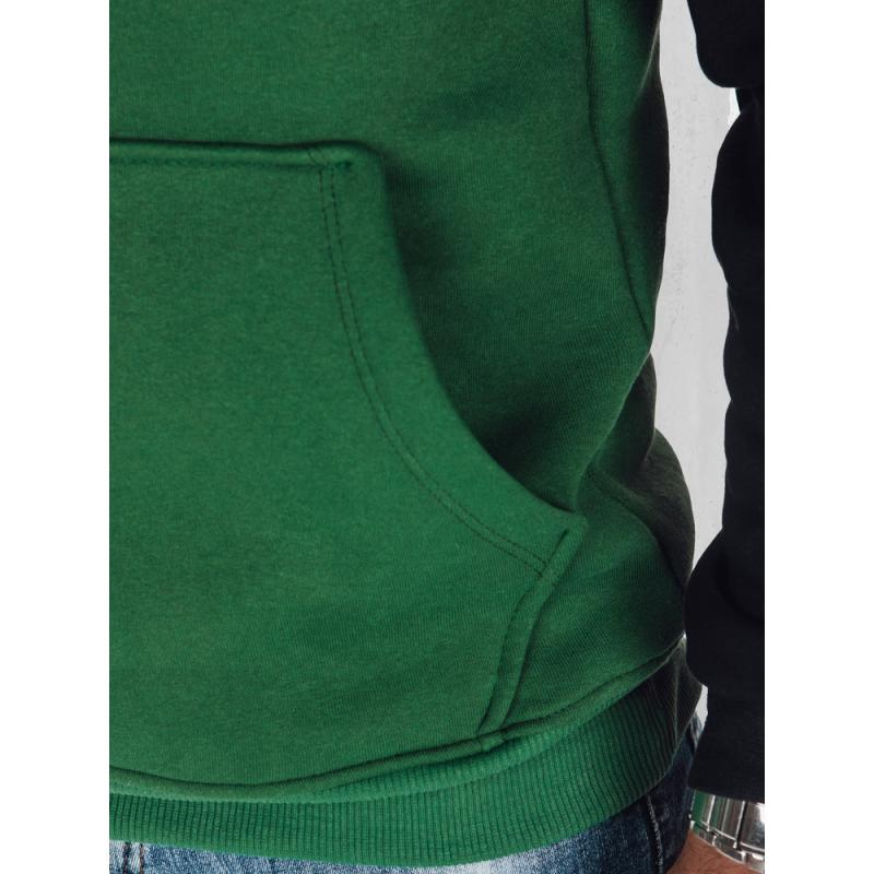 Férfi alap pulóver kapucnival, zöld