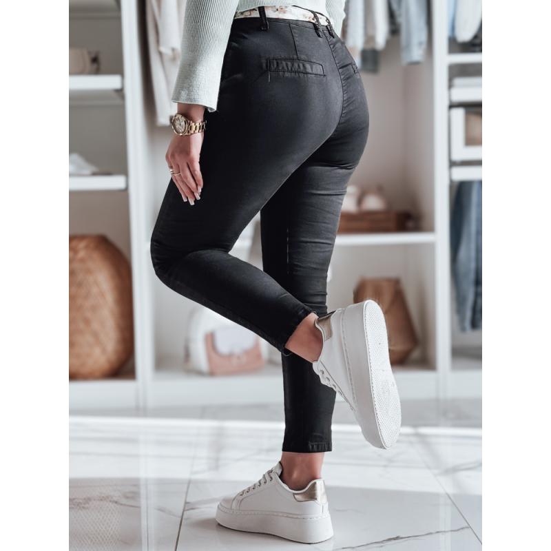 ROSSALI fekete chino nadrág övvel