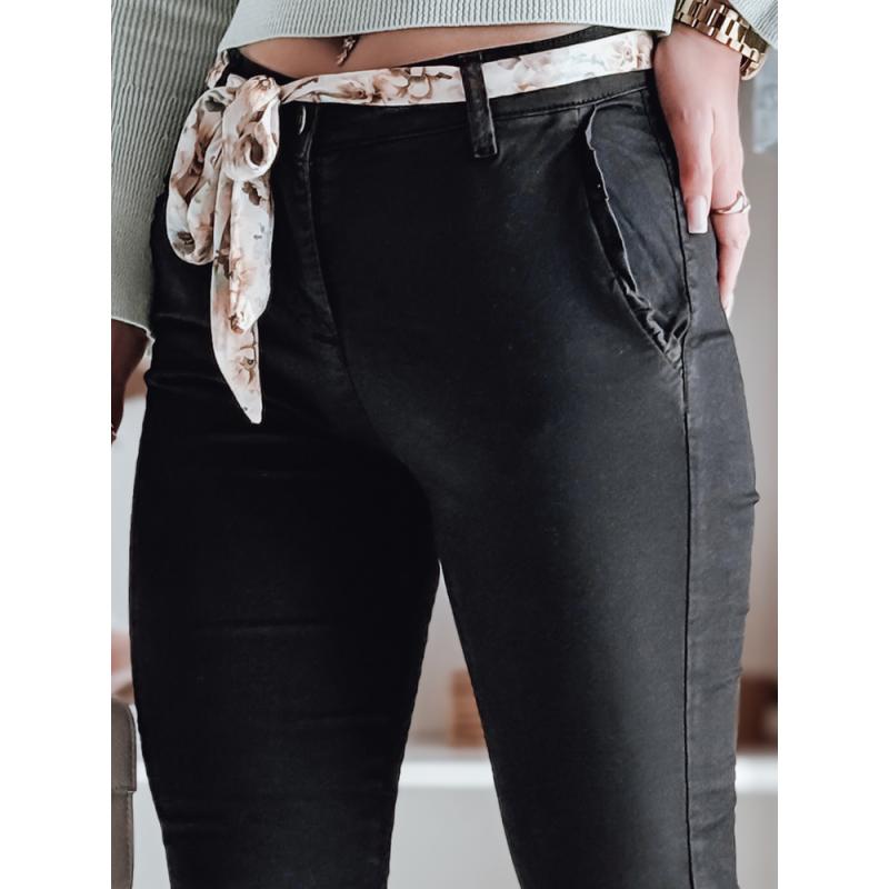 ROSSALI fekete chino nadrág övvel