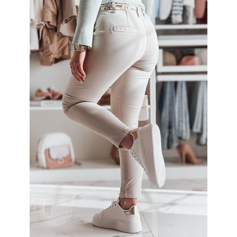 Női chino nadrág övvel ROSSALI világos bézs