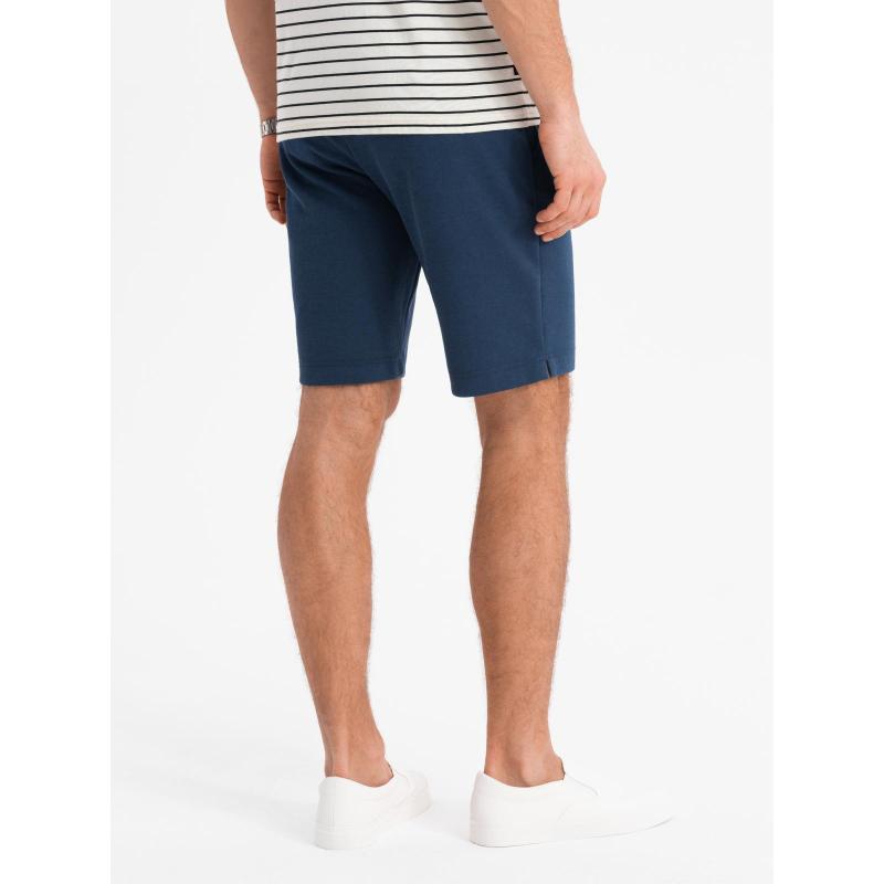 Férfi SLIM FIT rövidnadrág strukturált melange kötött anyagból - fekete V2 OM-SRCS-0166 OM-SRCS-0166