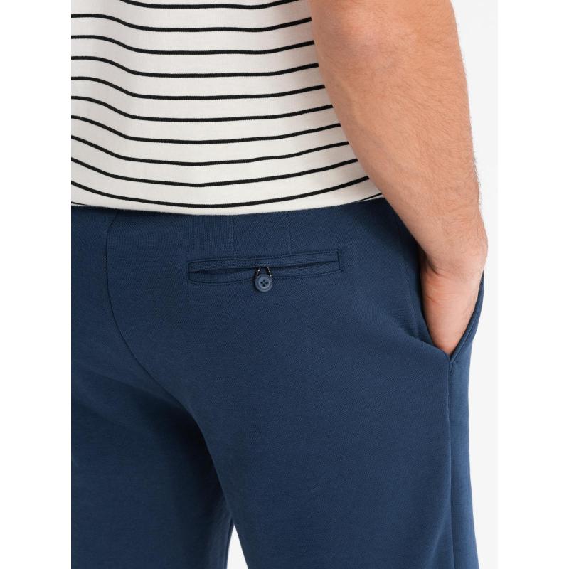 Férfi SLIM FIT rövidnadrág strukturált melange kötött anyagból - fekete V2 OM-SRCS-0166 OM-SRCS-0166