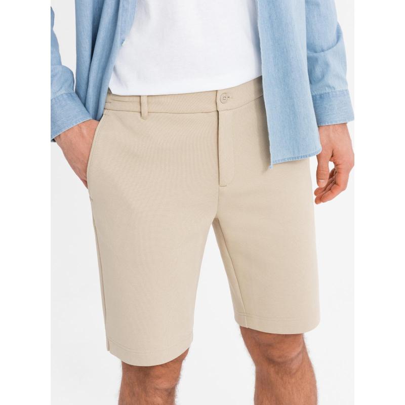 Férfi SLIM FIT rövidnadrág strukturált melange kötött anyagból - fekete V2 OM-SRCS-0166 OM-SRCS-0166