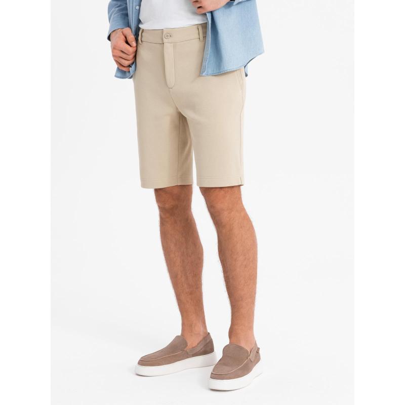 Férfi SLIM FIT rövidnadrág strukturált melange kötött anyagból - fekete V2 OM-SRCS-0166 OM-SRCS-0166