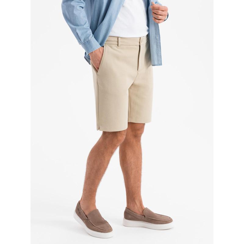 Férfi SLIM FIT rövidnadrág strukturált melange kötött anyagból - fekete V2 OM-SRCS-0166 OM-SRCS-0166