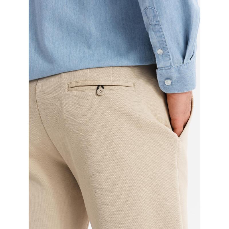 Férfi SLIM FIT rövidnadrág strukturált melange kötött anyagból - fekete V2 OM-SRCS-0166 OM-SRCS-0166