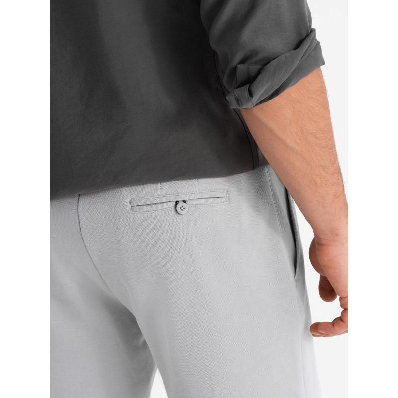 Pánské krátké šortky SLIM FIT ze strukturovaného melanžového úpletu - černé V2 OM-SRCS-0166