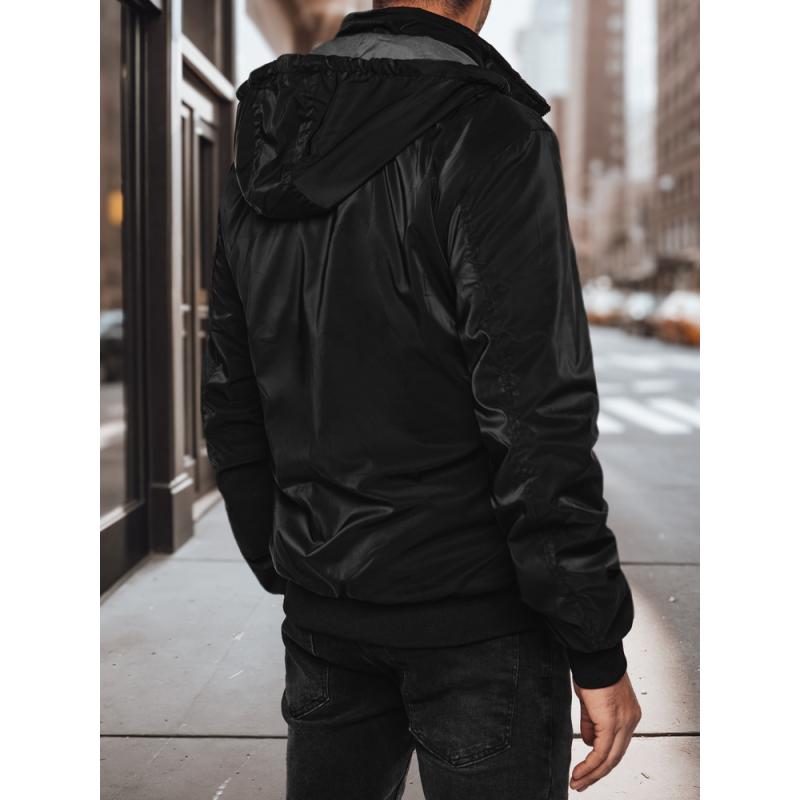 Férfi kétoldalas kabát kapucnival, fekete