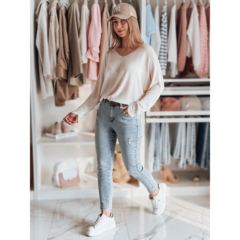 Dámské slim fit džínové kalhoty s páskem MIXFELL modrá barva