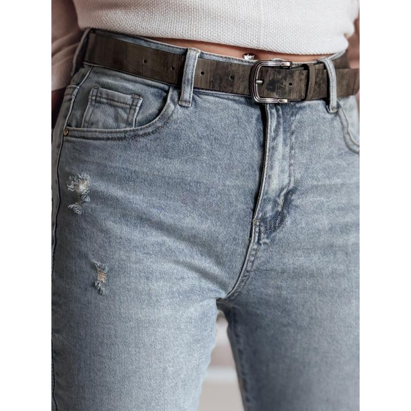 Dámské slim fit džínové kalhoty s páskem MIXFELL modrá barva