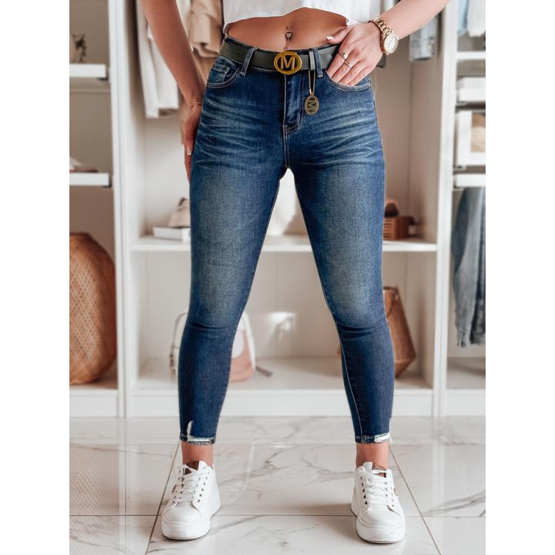 Dámské úzké džínové kalhoty s páskem SKINNYJUP modré