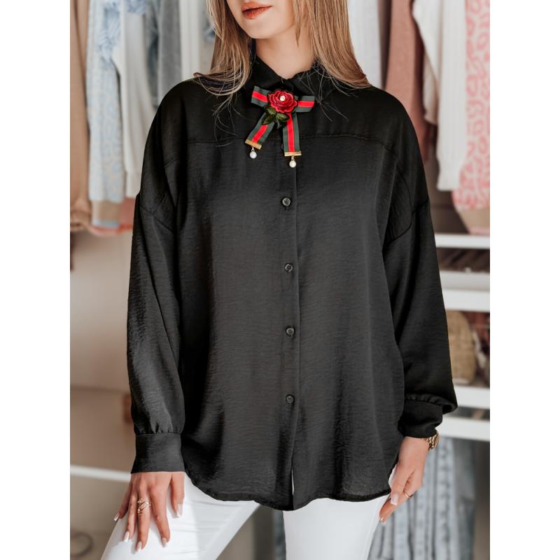 Dámská košile oversize s motýlkem LOSANDO černá
