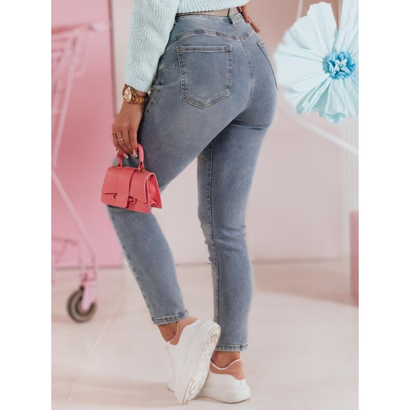 Dámské úzké džínové kalhoty s páskem CRYSTALUX modré