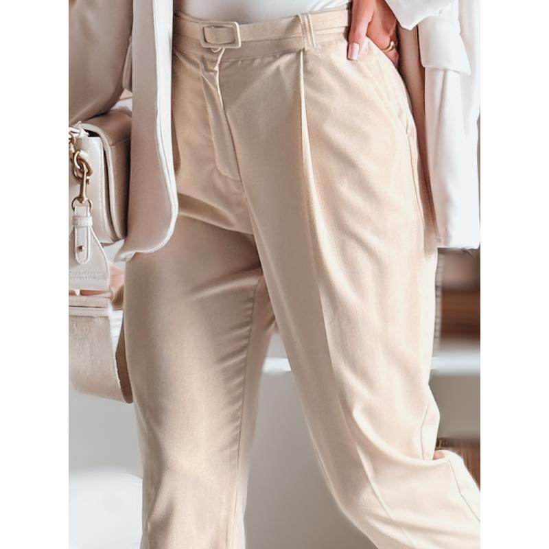 Elegantní dámské kalhoty s páskem PLISSO béžové
