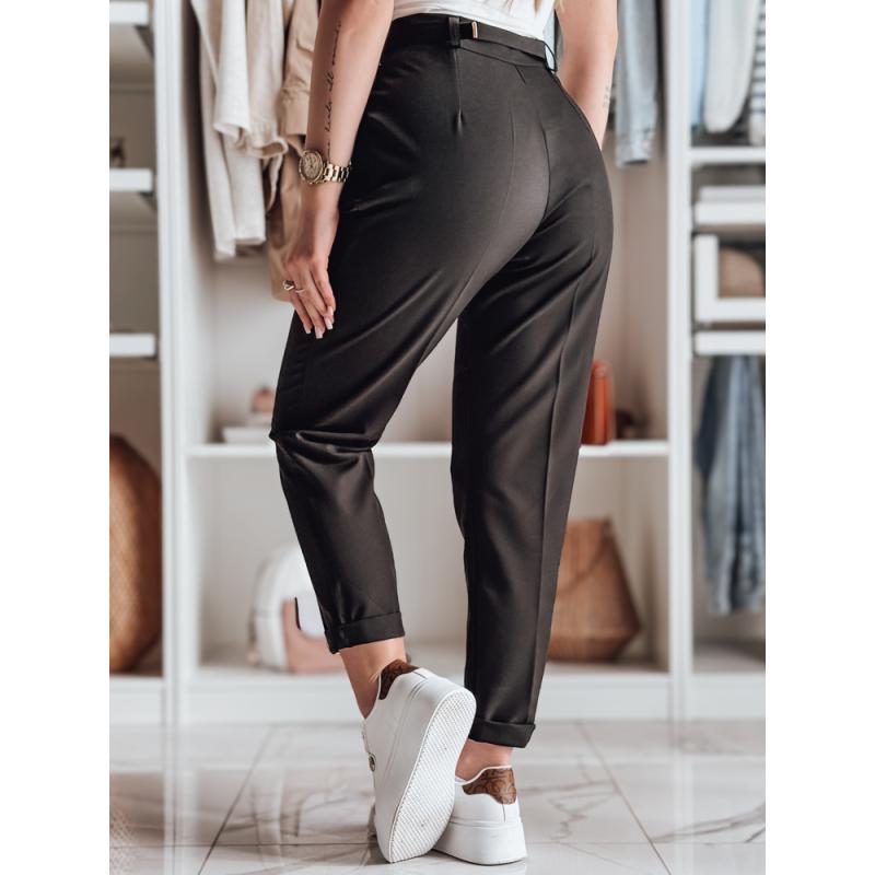 Elegantní dámské kalhoty s páskem PLISSO černé