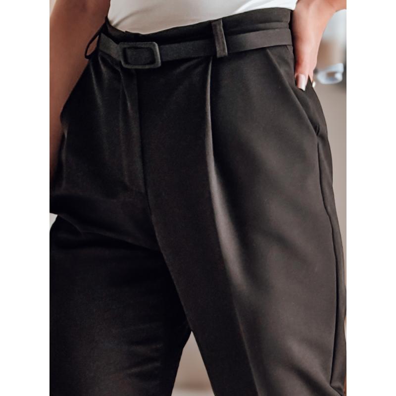 Elegantní dámské kalhoty s páskem PLISSO černé