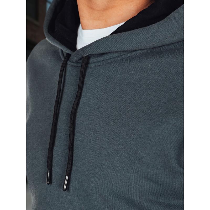 Férfi alap pulóver kapucnival, sötét szürke