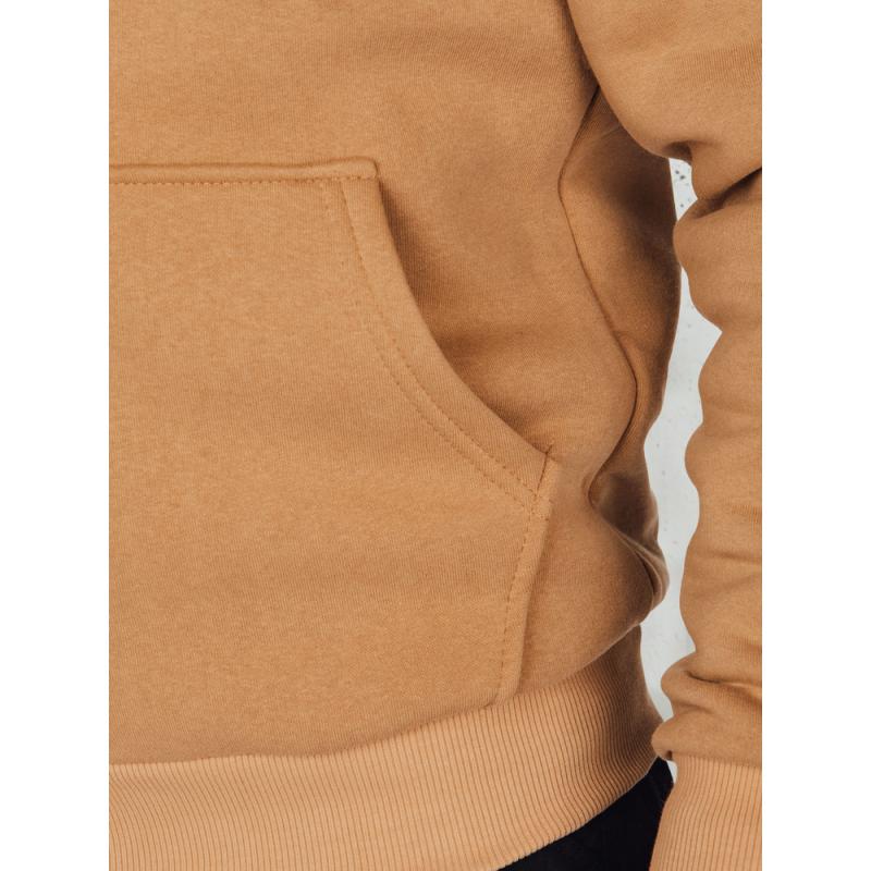 Férfi alap pulóver kapucnival, kamel