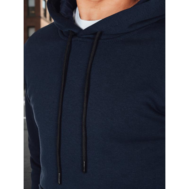 Férfi alap pulóver kapucnival, sötétkék
