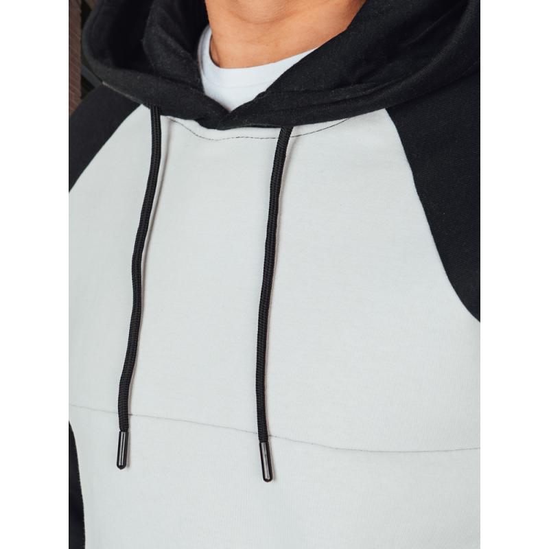 Férfi alap pulóver kapucnival, világosszürke