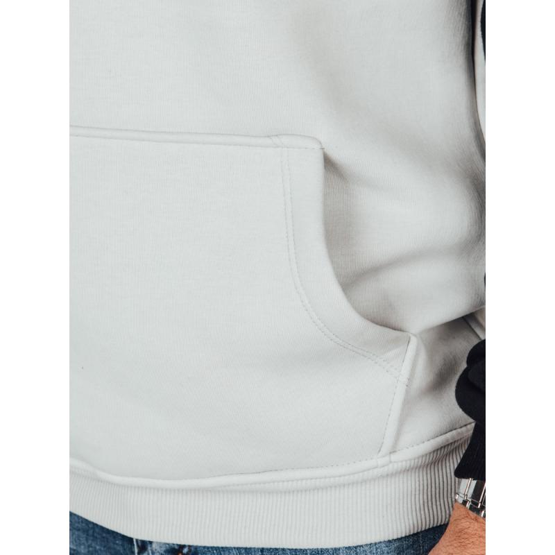 Férfi alap pulóver kapucnival, világosszürke