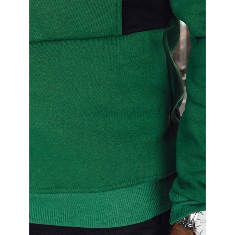 Férfi pulóver kapucnival, sötétzöld