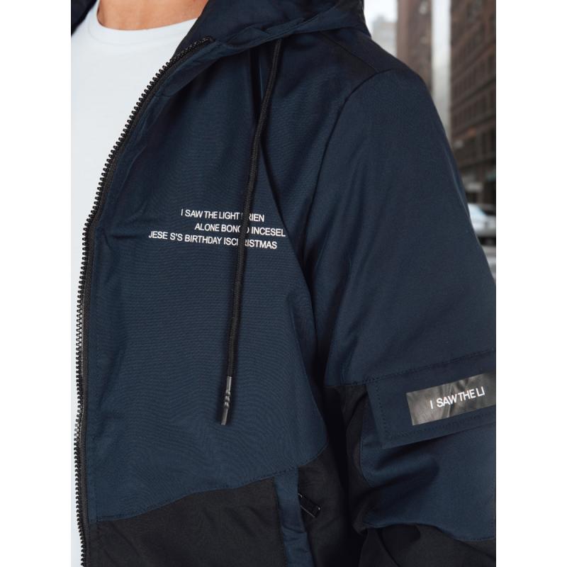 Pánská přechodová bunda s kapucí modrá