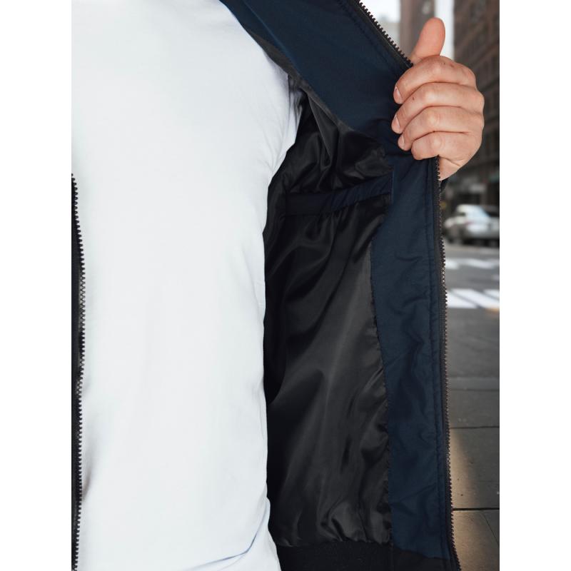 Pánská přechodová bunda s kapucí modrá