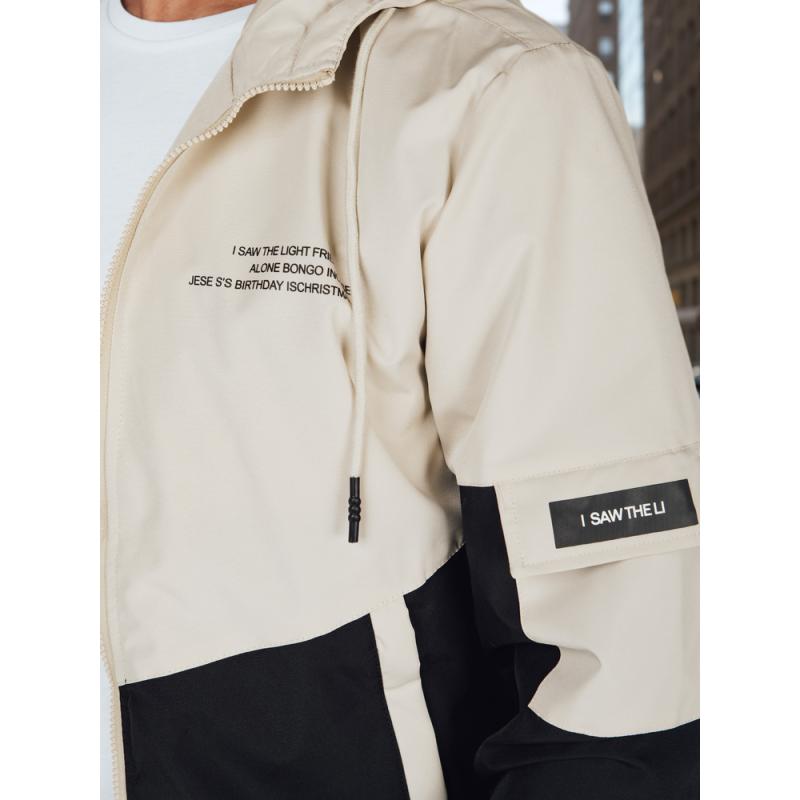 Pánská přechodová bunda s kapucí, béžová