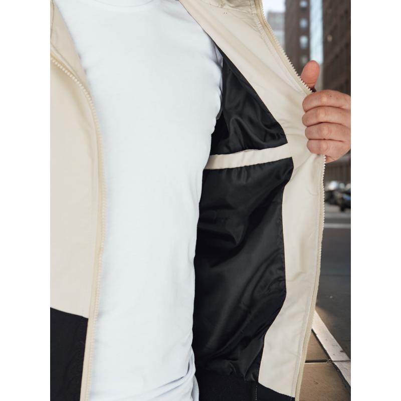 Pánská přechodová bunda s kapucí, béžová