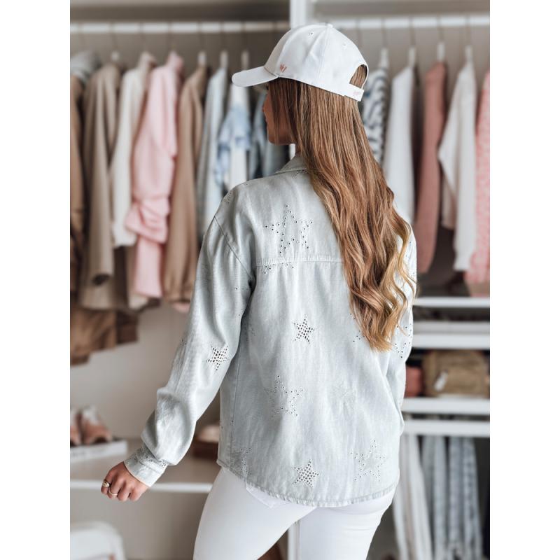 STRASHINE női átmeneti kabát csillagokkal, világosszürke, L méret