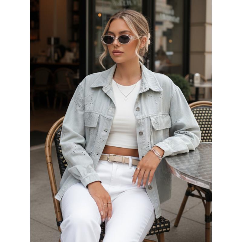 Dámská přechodová bunda STRASHINE s hvězdami, světle šedá, velikost L