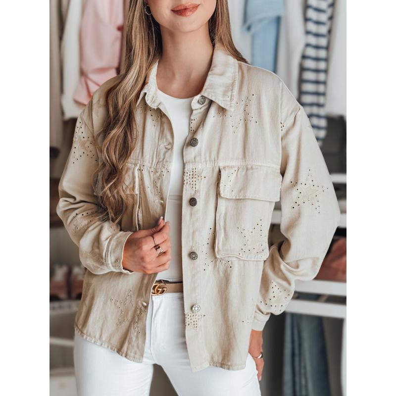 STRASHINE női átmeneti kabát csillagokkal, cappuccino, L méret