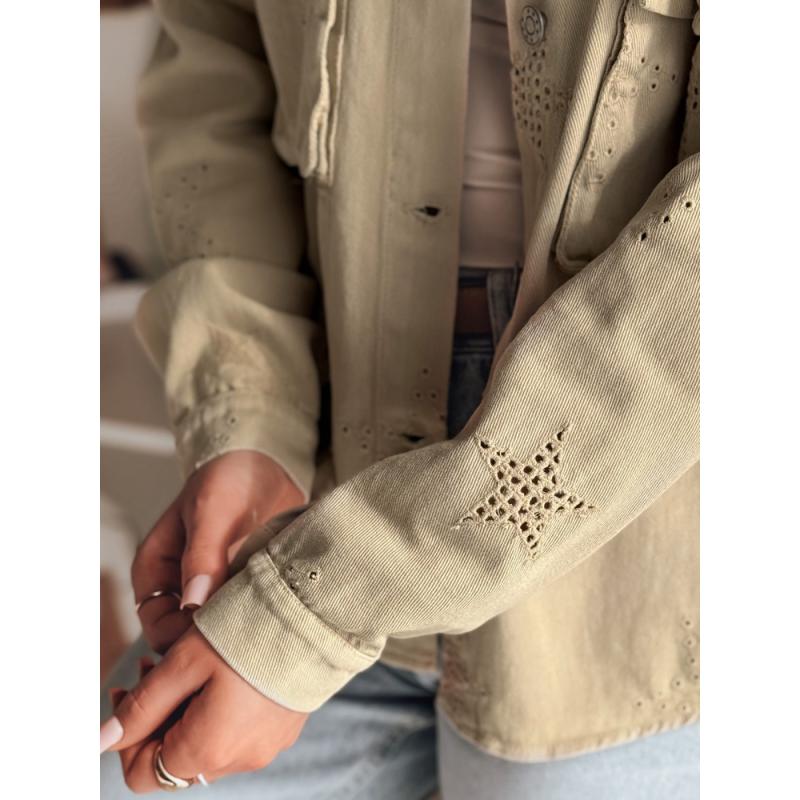 STRASHINE női átmeneti kabát csillagokkal, egy méret, barna