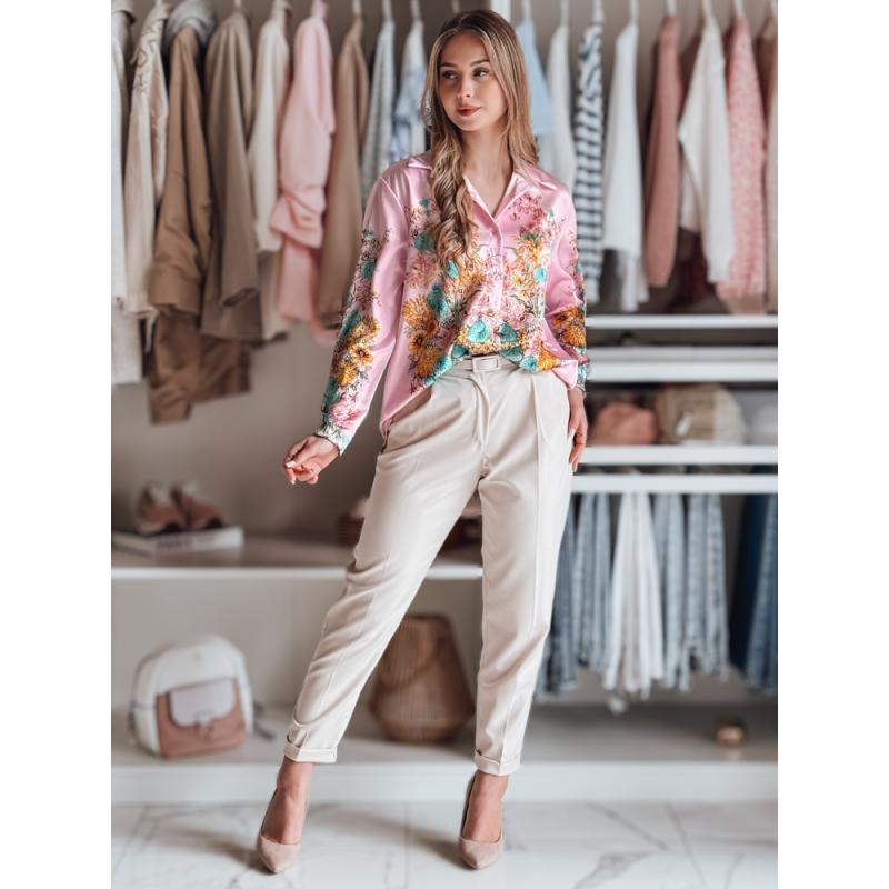 Női virágos oversize ing BLOSSIVA rózsaszínű