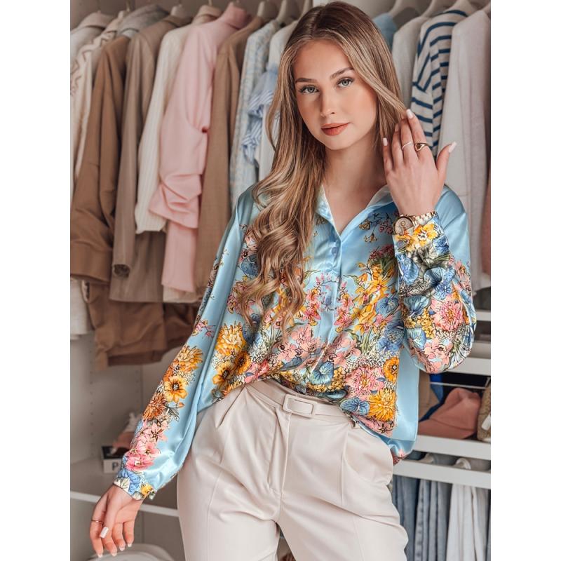 Női virágos oversize ing BLOSSIVA kék