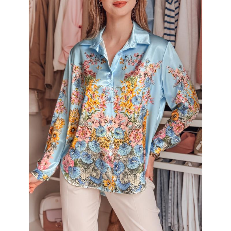 Női virágos oversize ing BLOSSIVA kék