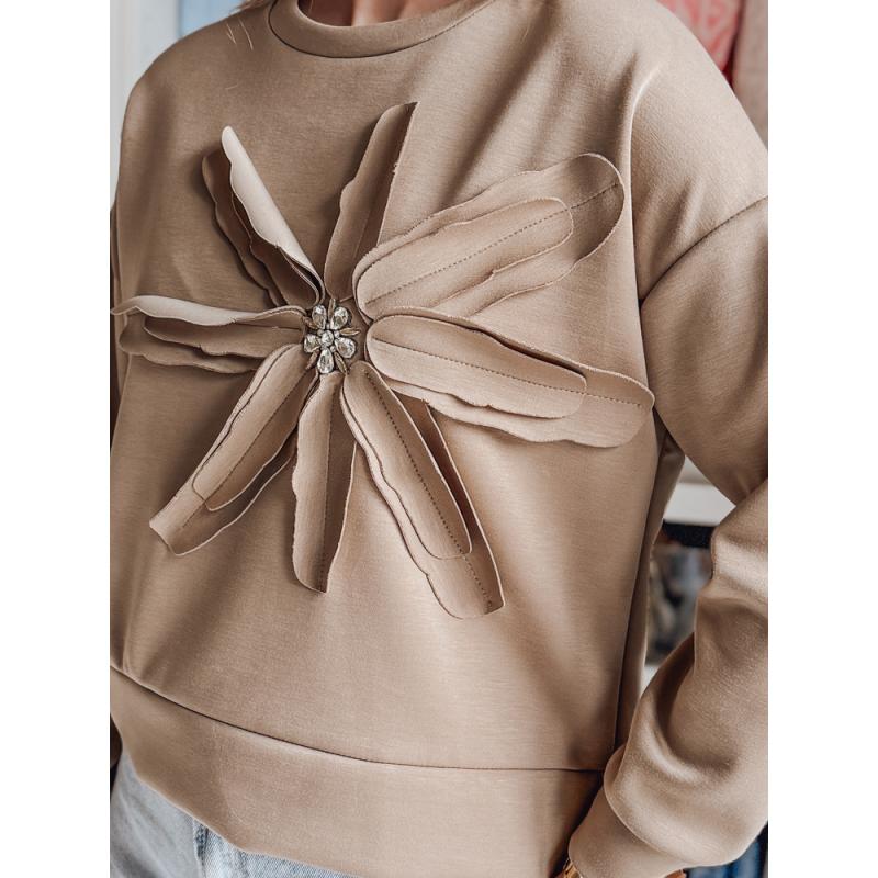 Női túlméretezett blúz virággal PETITKA mokka