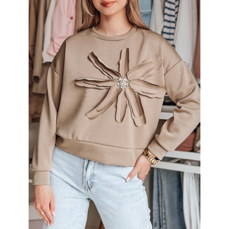 Női túlméretezett blúz virággal PETITKA mokka