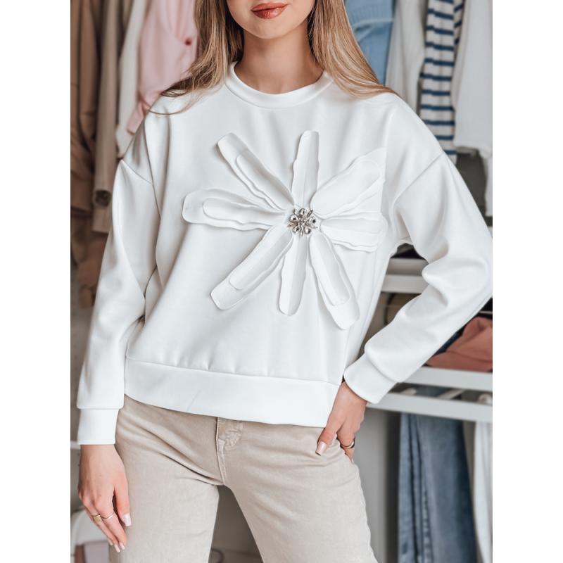 Női oversize blúz virággal PETITKA ekrü színben
