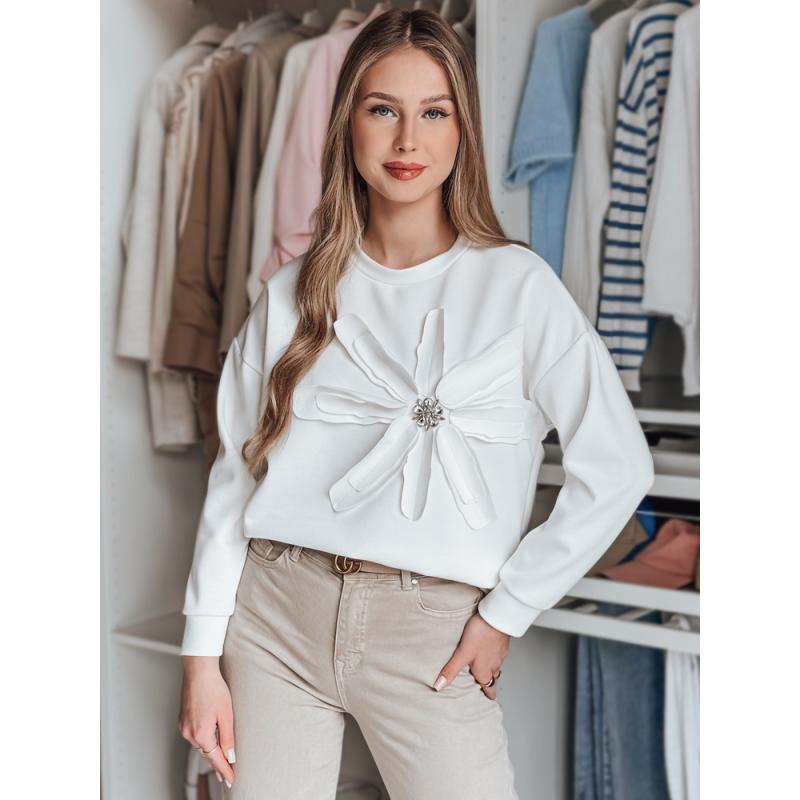 Női oversize blúz virággal PETITKA ekrü színben