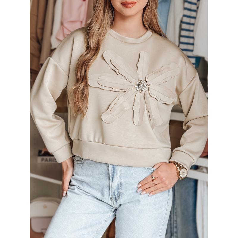 Dámská halenka nadměrné velikosti s květinou PETITKA světle béžová