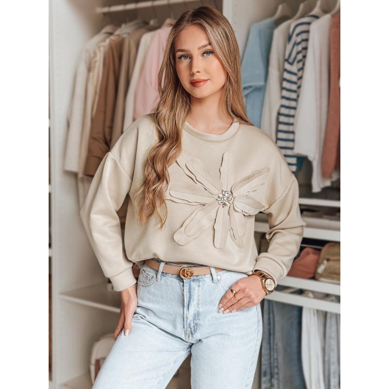 Dámská halenka nadměrné velikosti s květinou PETITKA světle béžová