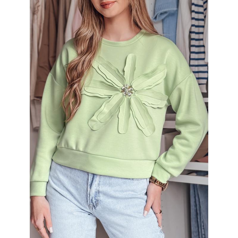 Oversize halenka s květinou PETITKA, mátová barva